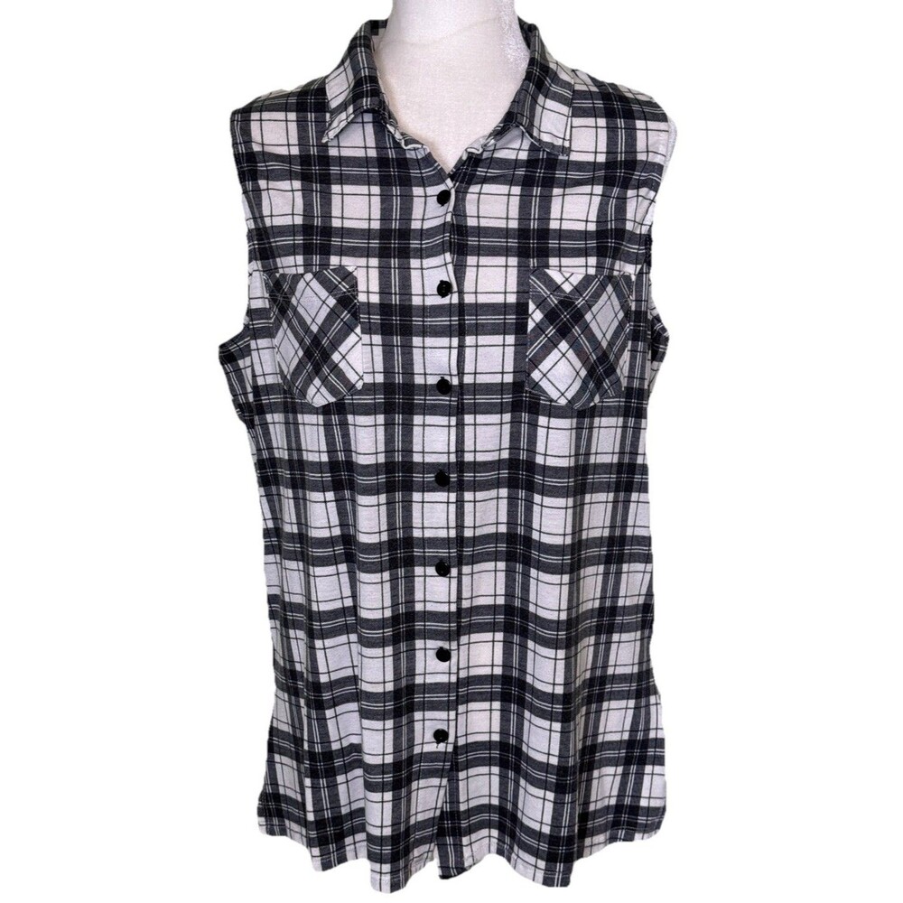 M Fasis Women’s Boho Cowgirl Western Grunge Plaid Crochet Lace‎ Back Shirt Lg